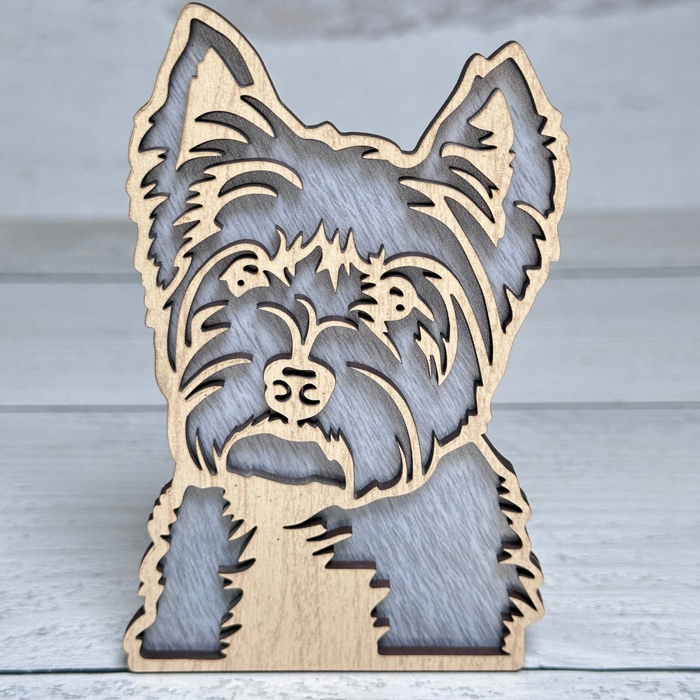 Westie Yorkie Terrier‎ Dog Wooden Night Light Handmade NEW Highland Terrier - Picture 4 of 6